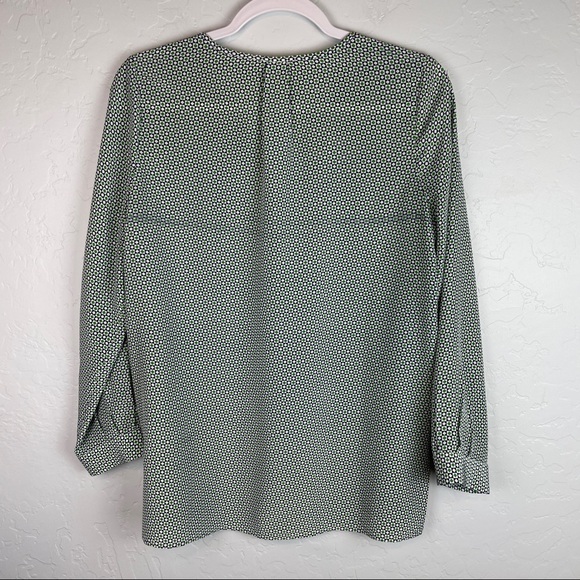 Joie Venicia Silk Split Neck Blouse in Camp Green - Picture 6 of 8
